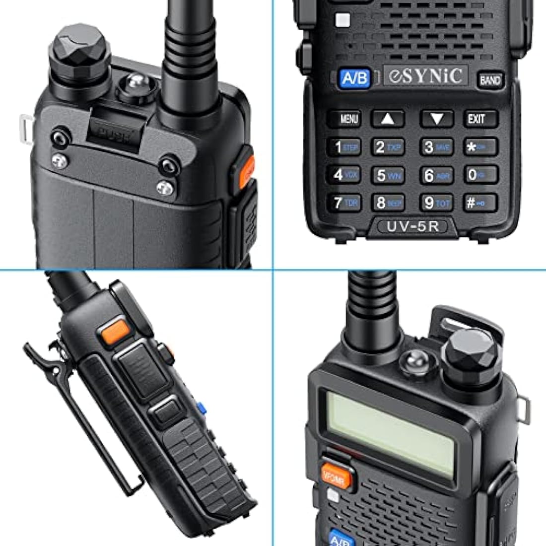 eSynic Professional Walkie Talkies uv5r 5W Rechargeable UV-5R Radio Walkie Talkies VHF/UHF Dual Band Clear Calls 2 Way Radio Long Range with LED Display 128CH Supports VOX FM Functions