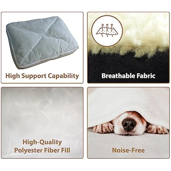 Ellie-Bo Medium Dog Bed for 30-inch Dog Cage/Crate - Blue Faux Suede/Sheepskin