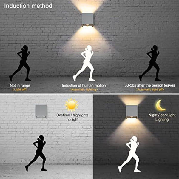 Klighten 2PCS Outdoor Wall Light with Motion Sensor, Waterproof IP54 Outside Wall Lamps with Sensor, Adjustable Beam Angle, Warm White 3000K, Grey (G9 LED Bulb Include)
