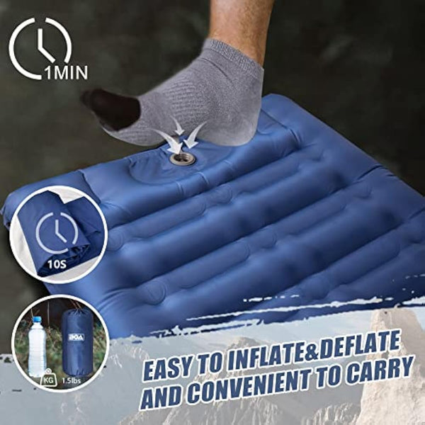 BQA Camping Sleeping Pad Inflatable Sleeping Mat with Pillow & Built-in Pump, Extra Thickness 10cm Compact Ultralight Waterproof Camping Air Mattress for Backpacking, Hiking, Tent, Traveling
