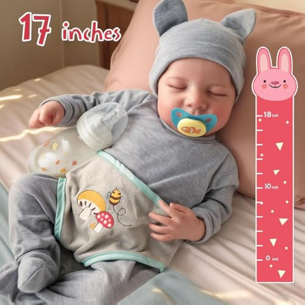 BABESIDE Reborn Dolls Boy - 17 Inches Handmade Washable Reborn Babies Vinyl Body with Clothes, Reborn Baby Doll Looks Like a Real Baby (Closed-Eyes Boy)