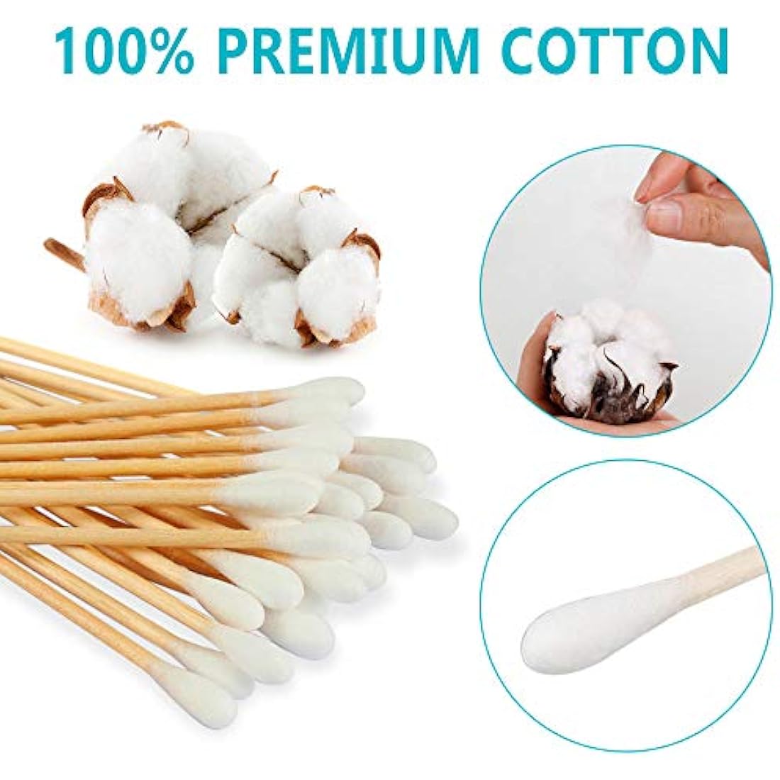 300 PCS Cotton Swabs Biodegradable Long Wood Handle Cotton Buds for Cleaning Polishing Jewelry Arts and Crafts Applying Paint Glue Epoxy Lubrication