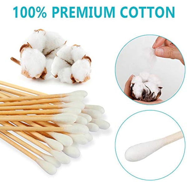 300 PCS Cotton Swabs Biodegradable Long Wood Handle Cotton Buds for Cleaning Polishing Jewelry Arts and Crafts Applying Paint Glue Epoxy Lubrication