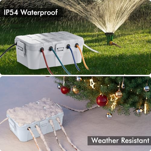 RESTMO Extra Large Waterproof Electrical Box, IP54 Weatherproof Outdoor Outlet Cover, Protect Outlet, Plug, Timer, Power Strip (Not Included), Holiday Light Decoration, 32 x 22 x 13 cm, Black