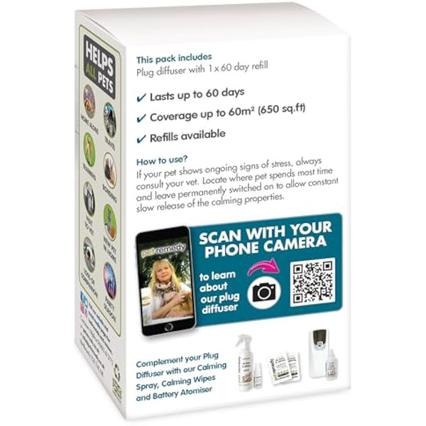 Pet Remedy Natural De-Stress and Calming Plug-In Diffuser with 40 ml Refill Bottle (Lasts 2 Months)