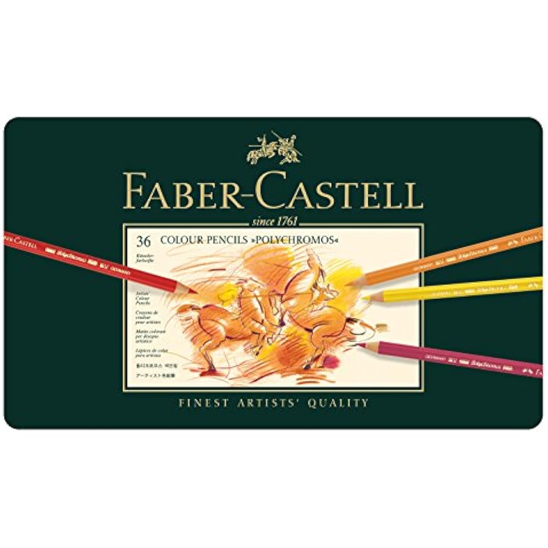 Faber-Castell Polychromos 110095 Colouring Pencils in Metal Case and Pitt Graphite Set of 36
