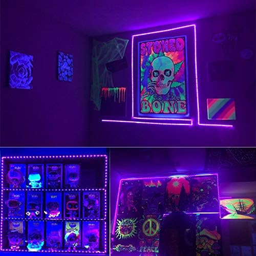 GOMING 5V Purple 395-400nm USB LED Strip Light USB Powered 4M (2pcs x 6.6ft) 240LEDs Black Light Flexible SMD2835 No-Waterproof IP20 LED Tape Lights