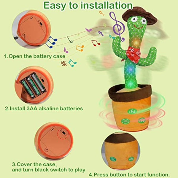 HICAS Dancing Talking Cactus Toy Repeat What You Say Singing Cactus Voice Recorder Baby Toys Volume Control with 120 Songs Funny Children Education Toys, Gifts and Home Decoration