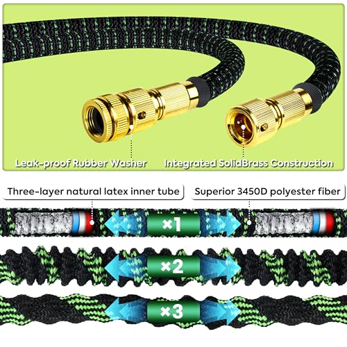200FT Expandable Garden Hose Pipe Set & 10 Pattern Spray Nozzle Flexible Expanding Magic Hose with 3/4" 1/2" Fittings for Outdoor,Garden,Home
