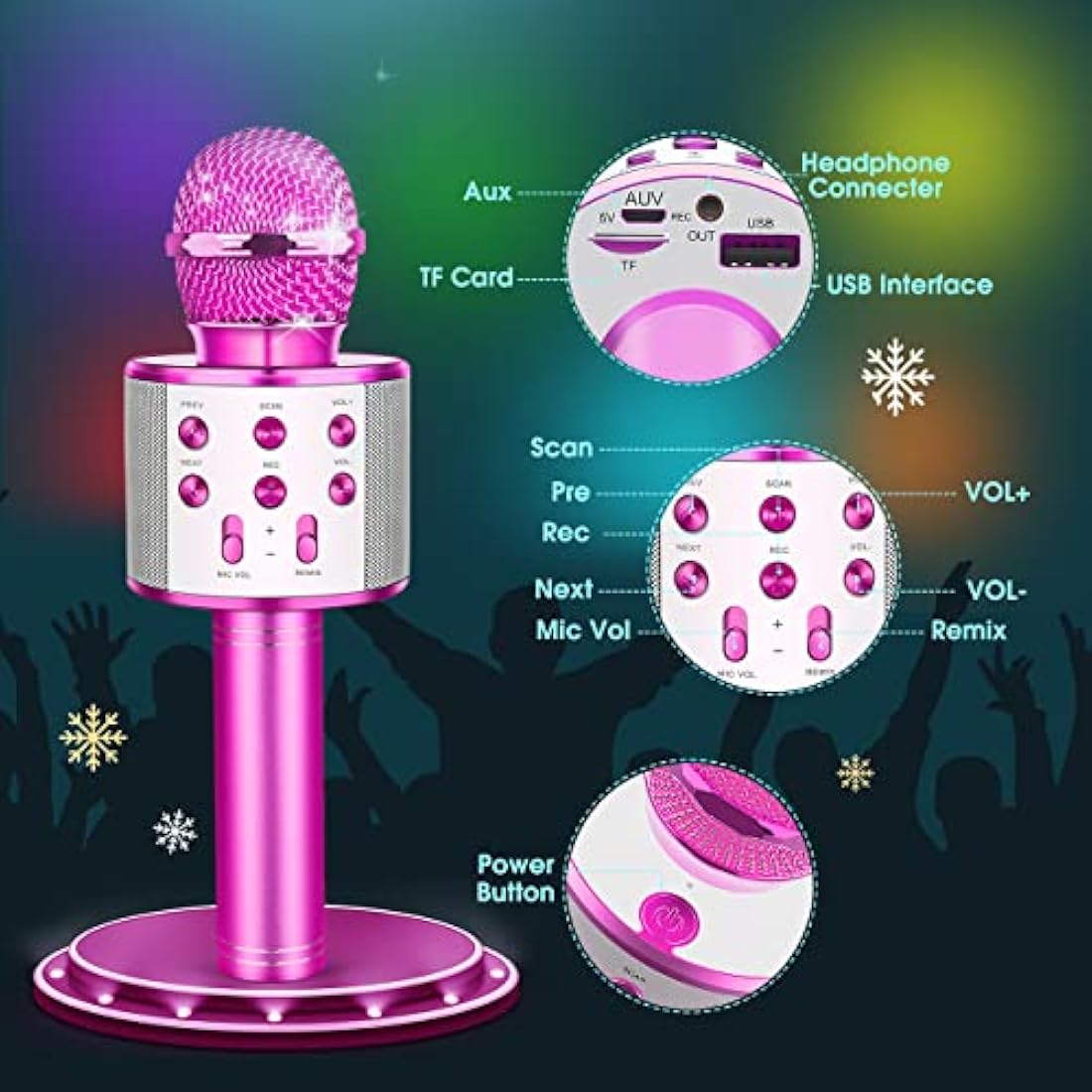 Dislocati Gifts for 3-12 Year Olds Girls, Microphone for Kids Toys for 3-12 Year Old Girls Bluetooth Microphone Teenage Boys Girls Toys Age 3 4 5 6 7 8 Party Toys for Girls Christmas Xmas Gift for Kid