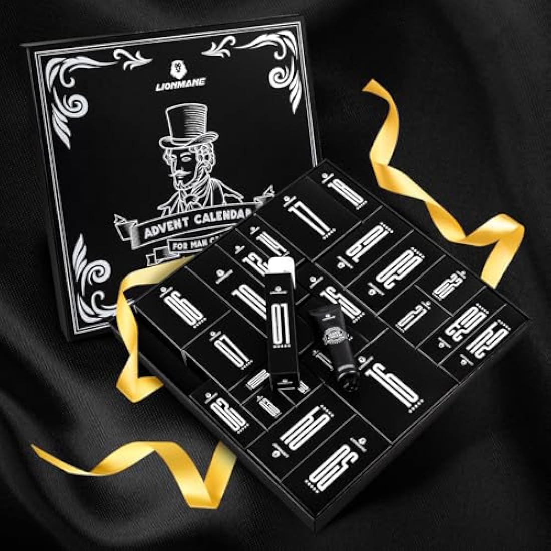 Lionmane Advent Calendar 2024 Mens, 24 Days Christmas Countdown Beard Care Gifts, Christmas Advent Calendar Set with Beard Oil Beard Balm, Face & Body Skin Care Kit for for Men Dad Boyfriend Husband