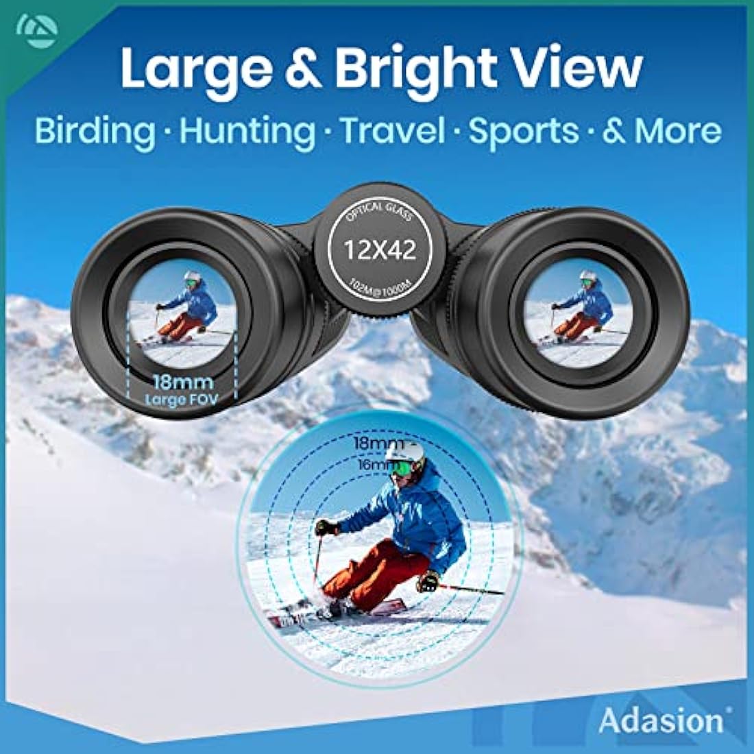 12x42 HD Binoculars for Adults High Power with Phone Adapter and Tripod- Super Bright Binoculars with Large View- Lightweight Waterproof Binoculars for Bird Watching Stargazing Cruise Travel Hiking