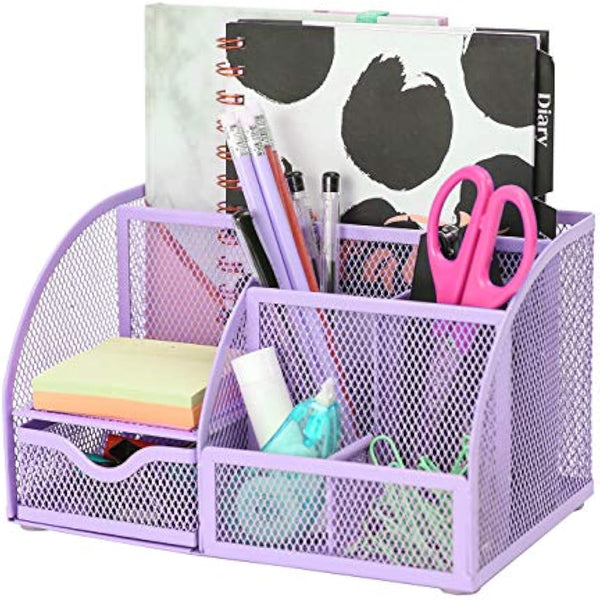 EXERZ Desk Organiser/Mesh Desk Tidy Caddy/Pencil Holder Multifunctional with 7 Compartments