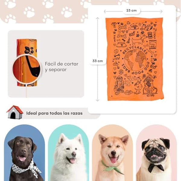 Dog Poo Bags + Poo Bag Holder | Poo bags Eco with poo bags dispenser. Poo bags dog eco strong and durable. Perfect for small and large dogs. Poop Bags dog + Bags holder. Poo Bags with handles