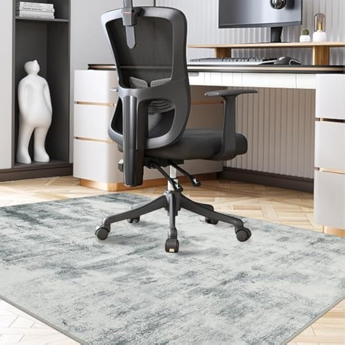 Famibay Office Chair Mat for Hardwood Floor 120x150cm Desk Chair Mat Large Grey Office Chair Floor Protector Mat Rubber for Hard Wooden Tile Floors Anti Skidding Washable