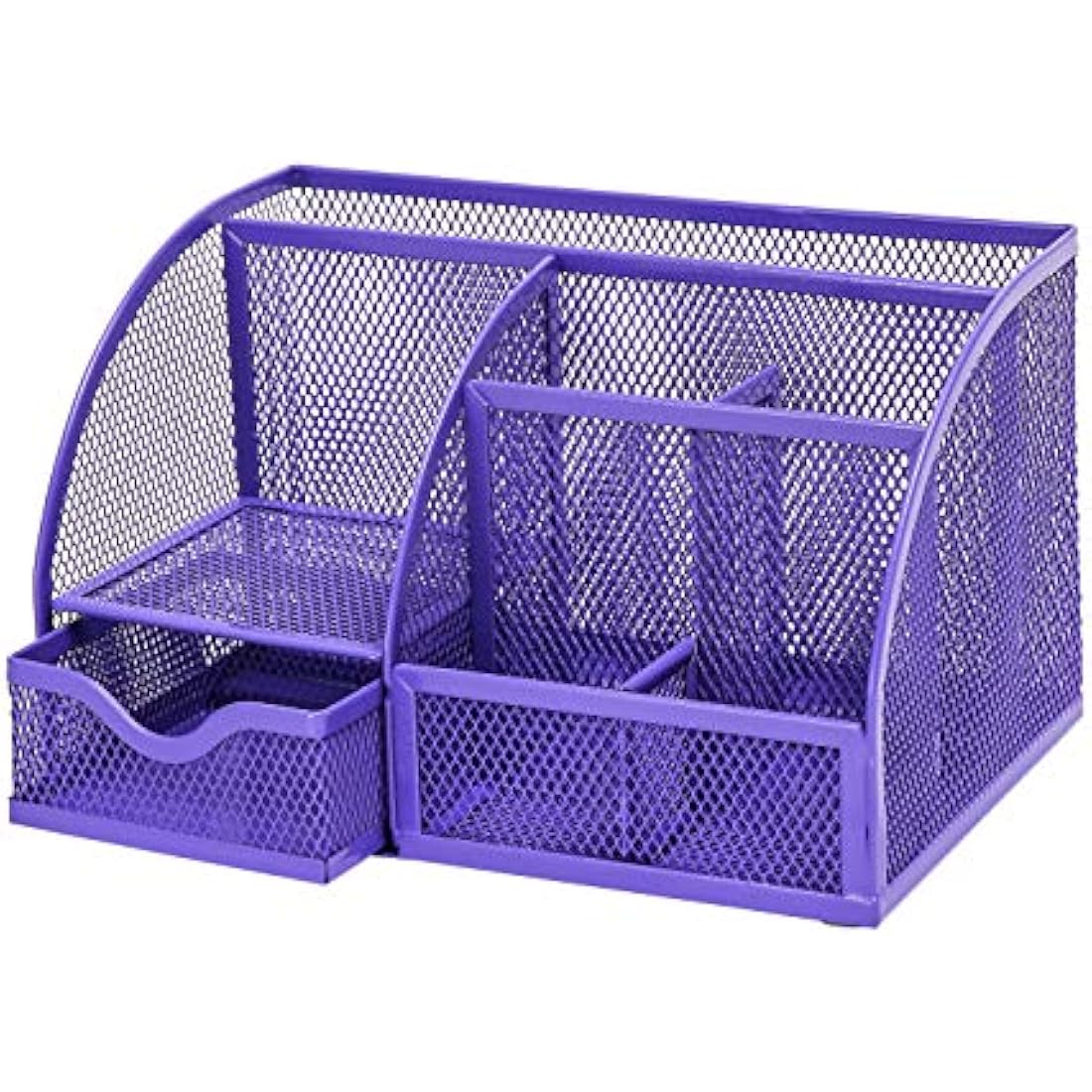 EXERZ Desk Organiser/Mesh Desk Tidy Caddy/Pencil Holder Multifunctional with 7 Compartments - Purple