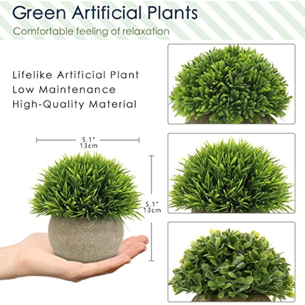 3 pcs Artificial Plant Small Decorative Plants in Pot, Mini Faux Plant Indoor, Lifelike Plastic Plant Potted for Home, Office, Desk, Kitchen, Bathroom, Desk and Table Decor