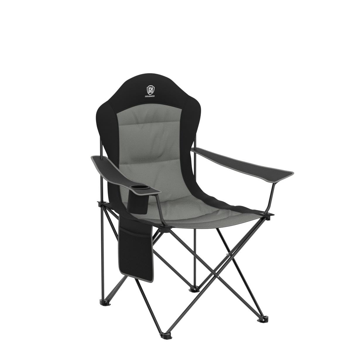EVER ADVANCED Camping Chairs for Adults Heavy Duty Folding Chair Up to 160kg Oversized with High Back & Cup Holder & Side Pocket Comfy Camp Fold Up Chair