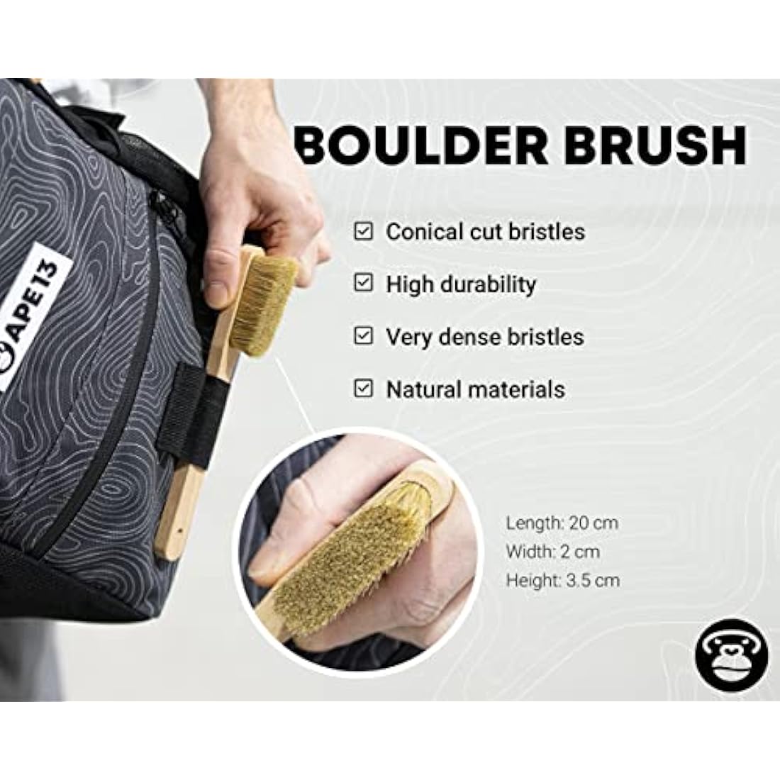APE13® Chalkbag Boulder Set Consisting of Chalk Bag, Boulder Brush, Chalk (as Set & Single) - Perfect Bouldering Gift and Enough Space for Boulder Accessories