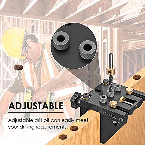 GJCrafts Woodworking Doweling Jig Kit 3 in 1 Pocket Hole Jig Kit Toolwith Positioning Clip Adjustable Drilling Guide Puncher Locator Carpentry Tools DIY Tool for Furniture（ 6/8/10/15mm）