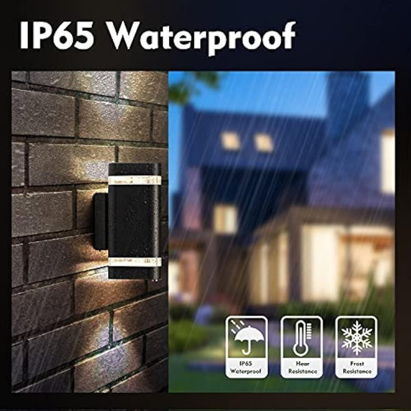CELAVY Outside Wall Lights, Up and Down Outdoor Wall Lights Mains Powered, IP65 Waterproof Front Door Porch Light Lamp Modern GU10 Aluminium, Exterior LED Wall Lighting Sconce for House, Black