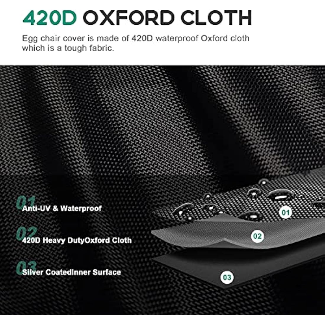 widesmile Double Egg Chair Cover 420D Oxford Fabric Outdoor Hanging Double Egg Chair Covers Waterproof Anti-dust Garden Wicker Cocoon Swing Chair Cover With Zipper and Drawstring 230 X 200cm