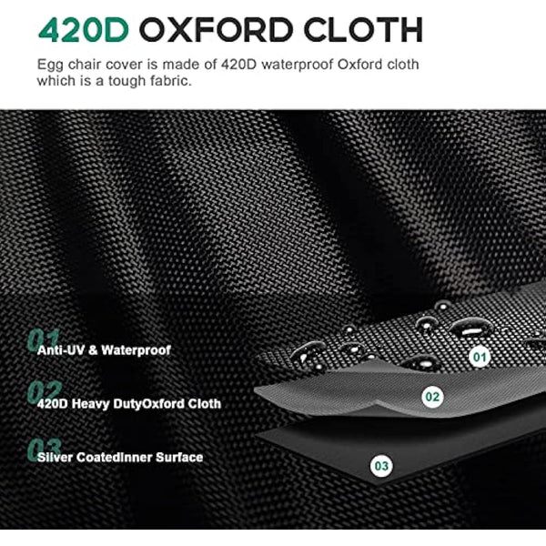 widesmile Double Egg Chair Cover 420D Oxford Fabric Outdoor Hanging Double Egg Chair Covers Waterproof Anti-dust Garden Wicker Cocoon Swing Chair Cover With Zipper and Drawstring 230 X 200cm