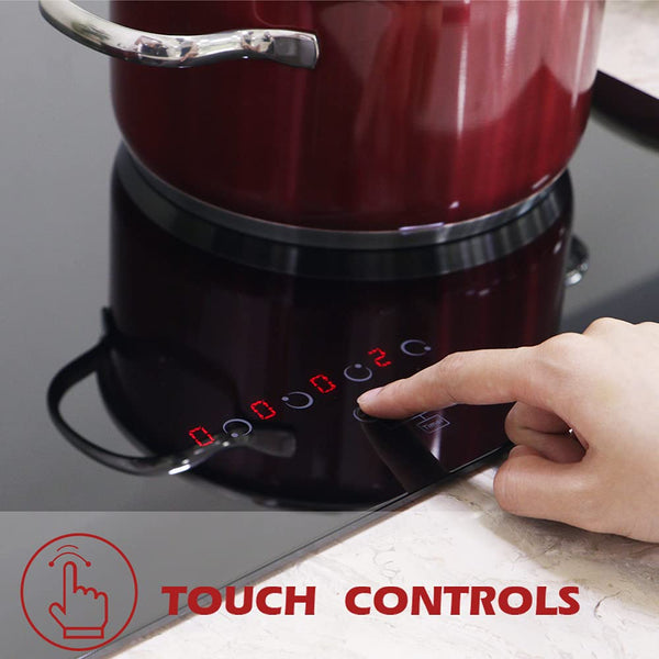 GIONIEN Ceramic Hob 60cm Electric Cooktop Burner, Built in Black Glass Cooker with 4 Cooking Zones GCE460TC