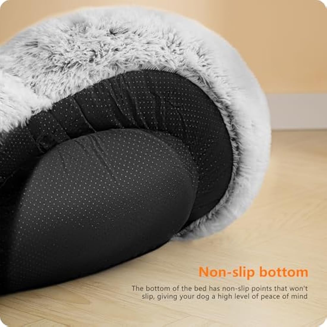 HMTOPE Orthopaedic Dog Bed Round Dog Sofa Cat Bed Doughnut Cuddly Dog Basket Washable 120 cm Diameter Light Grey