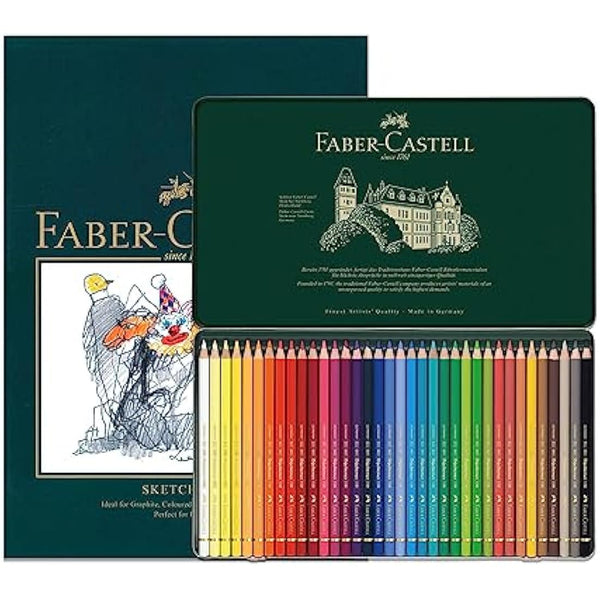 Faber-Castell A4 Sketch Pad & Tin Of 36 Polychromos Artists Colouring Pencils - Art Set For Adult Colouring Books, Craft Supplies, Drawing, Sketching, Lightfast Pencils, Schools, Home, College…