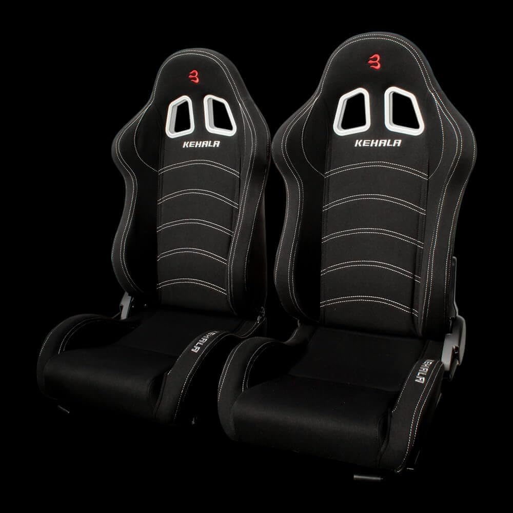 Set of Barbarian Reclining Bucket KEHALA Racing Seats for Focus Mk2 (All Models) Ford, Black Felt, Track, Race, Drift