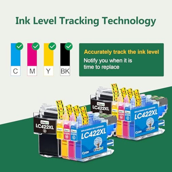 KINGJET LC422XL Ink Cartridges for Brother LC422XL LC422 LC-422XLVAL Ink Cartridges Multipack for Brother MFC-J5340DW MFC-J5345DW MFC-J5740DW MFC-J6540DW MFC-J6940DW Printer, 8 Pack