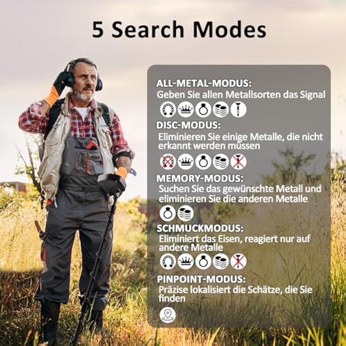 DR.ÖTEK Metal Detector for Adults Professional, Lightweight, Pinpoint & Exclusive Memory Mode, Higher Accuracy, IP68 Waterproof Coil, Bigger Backlit LCD Display, New Advanced DSP Chip