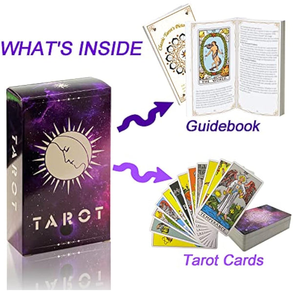 IXIGER Tarot Cards and Book for Beginners Set,Tarot Cards with 165Page Guide Book,Tarot Cards Deck,78 Pcs Classic Tarot Cards Deck for Beginners and Experts Readers with Black Velvet Pouch Bag