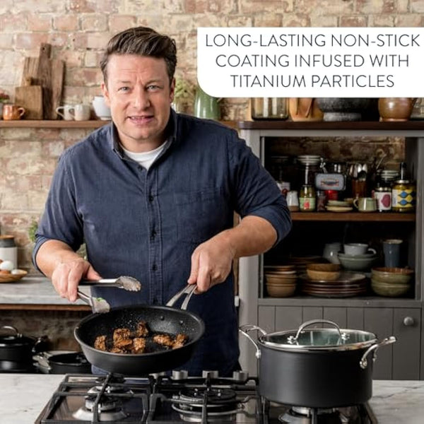 Jamie Oliver Tefal Anodised Aluminium Non-Stick Pan Set (Burn Marks/Chipped) B+