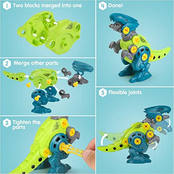 Dreamon Take Apart Dinosaur Toys for Kids with Storage Box Electric Drill DIY Construction Build Set Educational STEM for Boys Girls 3 Years and Up