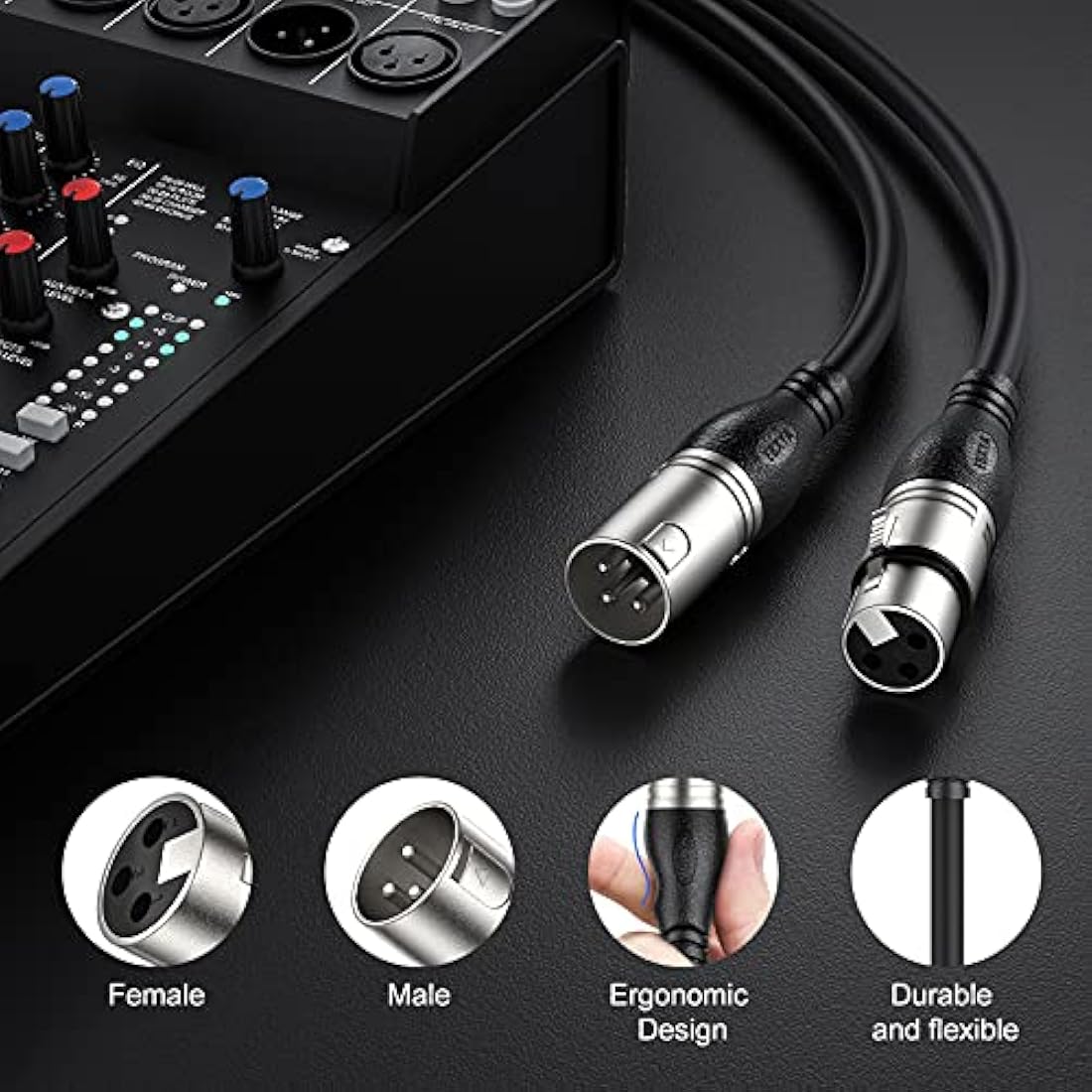 EBXYA XLR Cable Microphone Cable 5M 2Pack - Premium 3-Pin Balanced XLR Male to Female Mic Cable DMX Cable XLR Patch Cords