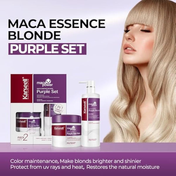 Karseell Purple Hair Mask and Purple Shampoo Set, Neutralizes Brass & Yellow Tones for Blonde, Gray, Silver Hair, 2 x 500ml