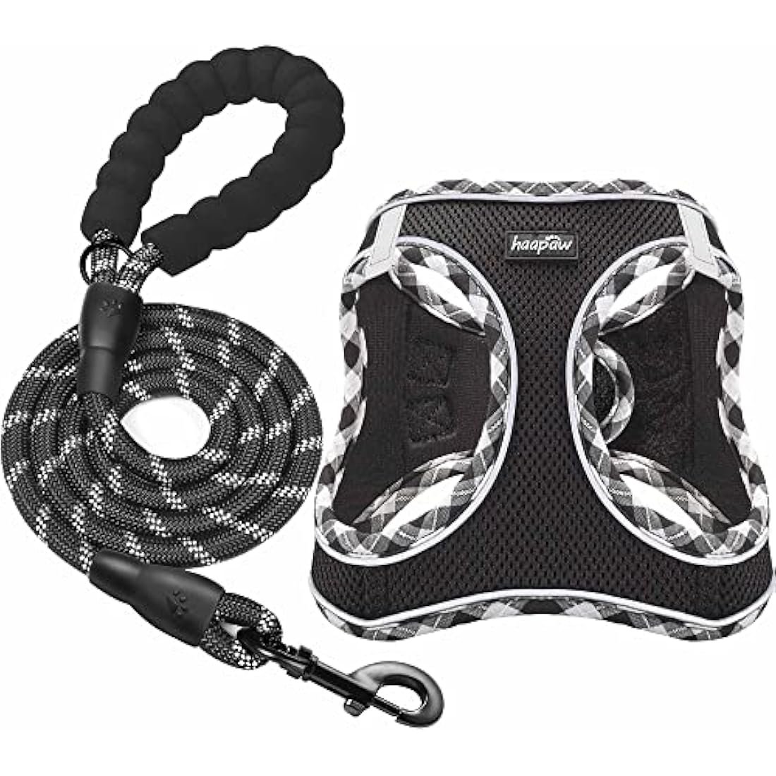haapaw Dog Harness and Lead Set, No Pull Adjustable Reflective Step-in Puppy Harness with Thickened Padded Vest for Extra-Small/Small Medium Dogs