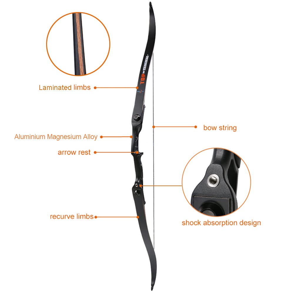 Huntingdoor 56" Takedown Recurve Bow Set Adults Longbow Kit 30-50 lbs with Archery Accessories Metal Riser Laminated Limbs Hunting Bow Target Practice