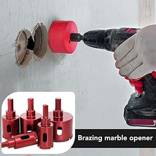 11 Pcs Tile Hole Cutter Set Diamond Drill Bit Kit Brazing Core Hole Saw Set Hole Saws Mandrels 6mm - 50mm, Hollow Core Drill Bit Set for Glass, Porcelain, Ceramic, Granite Stone