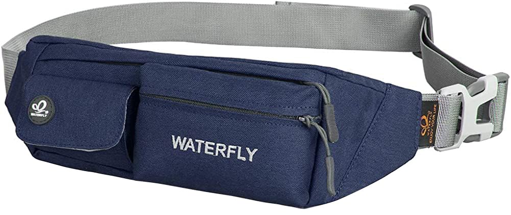 Waterfly Waist Bag Pack Slim Water Resistant Fanny Pack Travel Bum Bag Running Belt for Traveling Cycling Hiking Camping