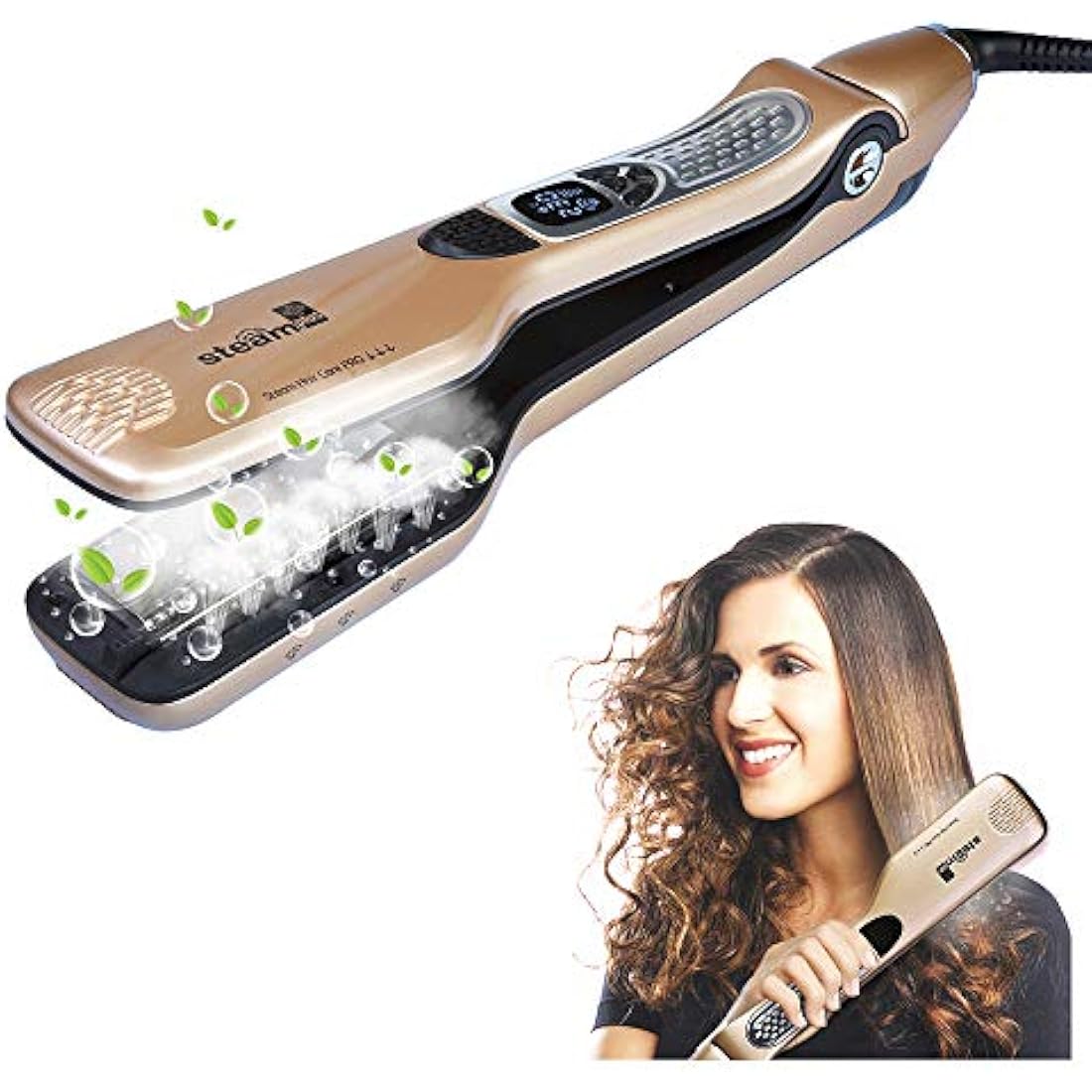 iGutech Hair Straighteners Flat Iron,Professional steam Hair Straightener, Anti-Scald Comb, Adjustable Temp and Auto-Off Function