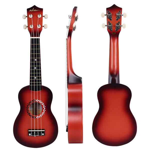 ADM Soprano Ukulele Set for Kids and Beginners, Ukulele Starter Kit with Bag, Clip-On Tuner, Rainbow Strings, Colourful Strap, Plectrum, Fingerboard Sticker, Chord Card (Dark Blue)