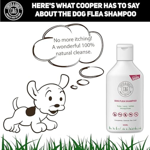 Dog Flea & Tick Shampoo for Itchy Skin 500ml - Medicated Flea & Tick Cleanser for Sensitive and Smelly Dogs - Antibacterial & Anti-Fungal Grooming Product