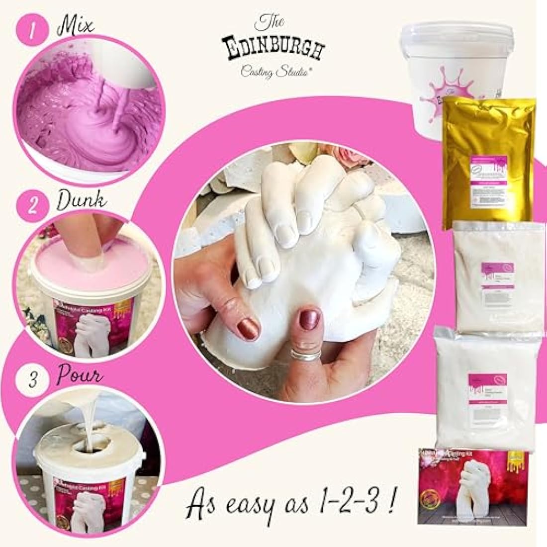 Edinburgh Casting Studio Premium Hand Casting Kit for 2 - Gift for Valentine's, Engagement, Wedding, Anniversary, Couples