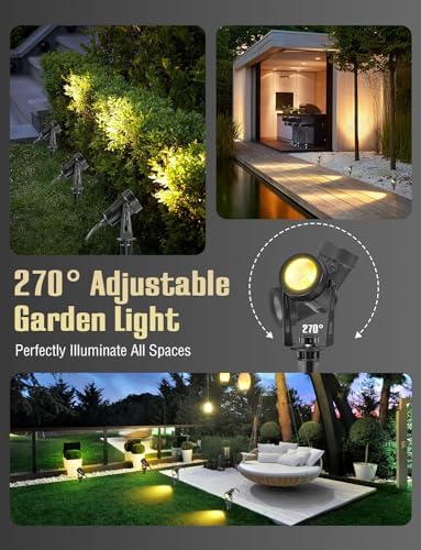 GreenClick Garden Spotlights Mains Powered,1600LM LED Garden Spike Lights with 21M Cable,IP65 Waterproof Extendable Outdoor Spotlights for Pathway Lighting Lawn Path Yard Driveway (6Pack Warm White)