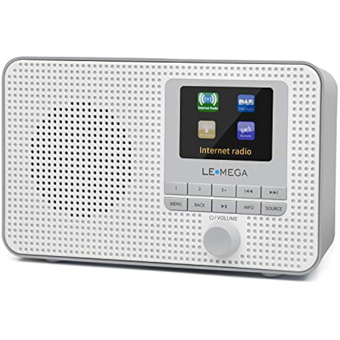 Internet Radio with DAB | Portable DAB+ Bluetooth Radio | Digital Radios Mains and Battery 12hr Play | FM,Podcast Player,Dual Alarm | 60 Presets,Headphone Jack, Colour Display | LEMEGA IR1 Grey