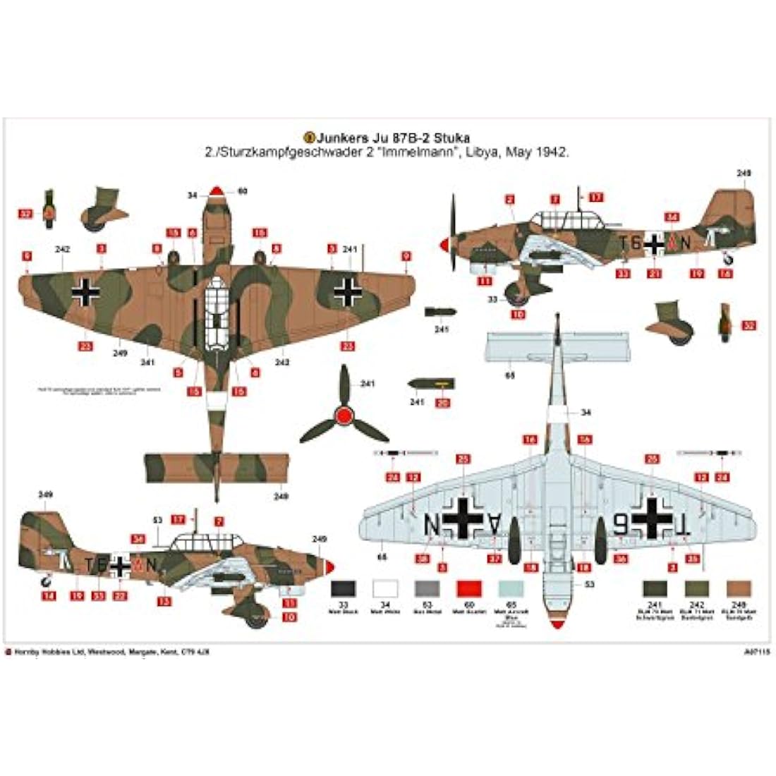 Airfix Model Set - A07115 Junkers JU87B-2/R-2 Model Building Kit - Plastic Model Plane Kits for Adults & Children 8+, Set Includes Sprues & Decals - 1:48 Scale Model
