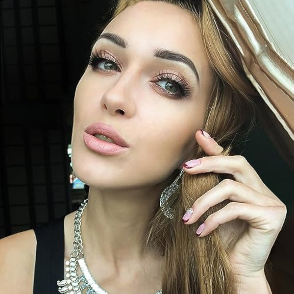 DYAFIN Natural Eyelashes 100% Handmade Lashes Reusable Soft False Eyelashes Lightweight Eye Lashes with Clear Band 3D Fake Eyelashes Long Wispy Eyelashes C Curl Lashes 8 Pairs